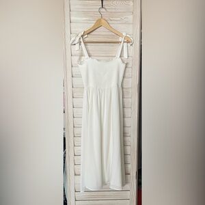 Lulu's Cream Midi Sundress with Tie Straps